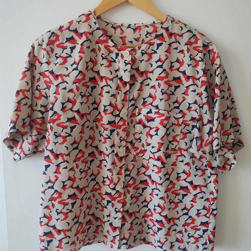 Red and Blue Patterned Blouse